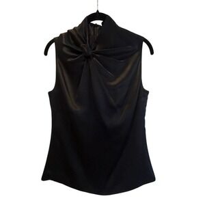 Elegant Chaiken Satin/Silk Sleeveless Black Women's Size 2 Top